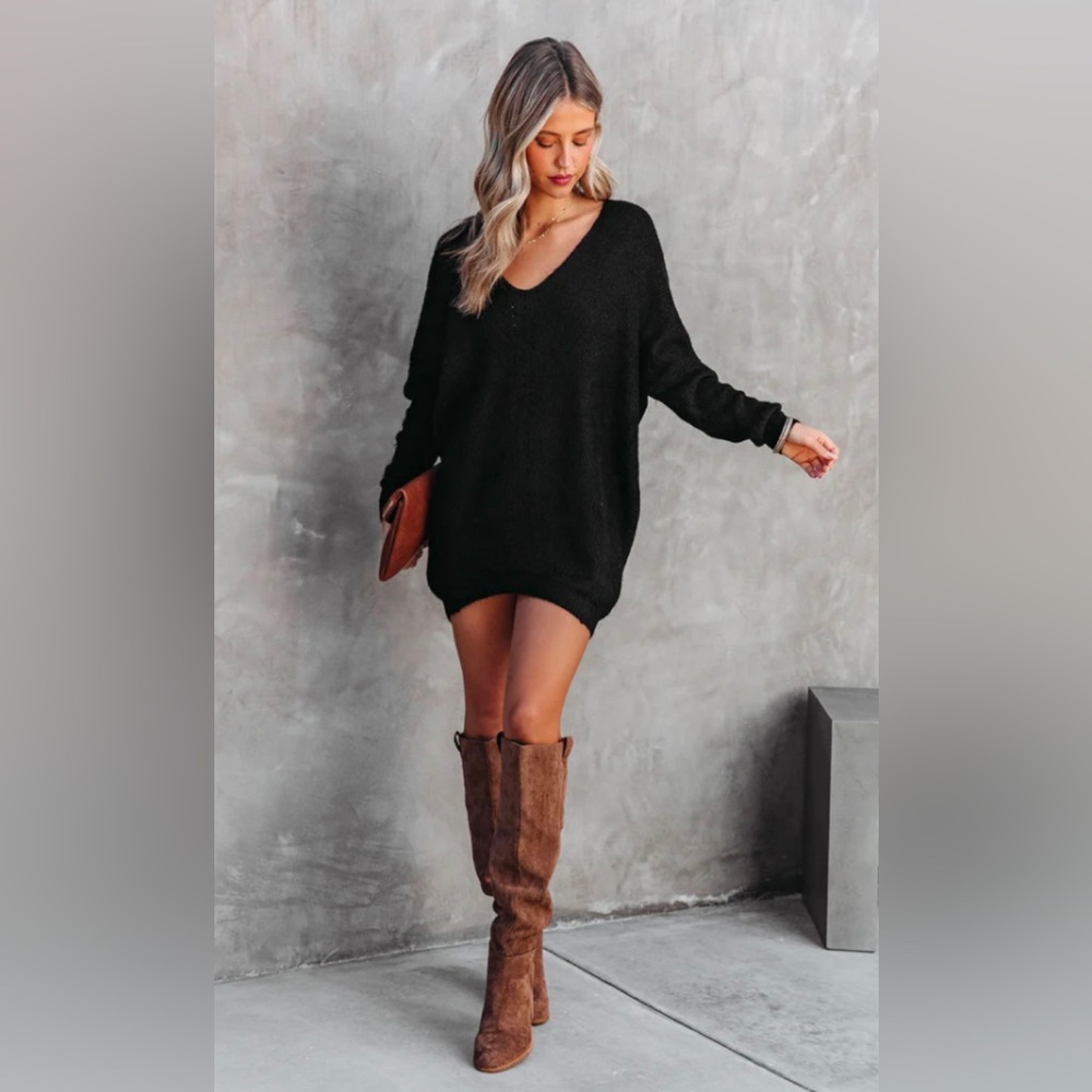 MILLBRAE RIBBED SWEATER DRESS BLACK